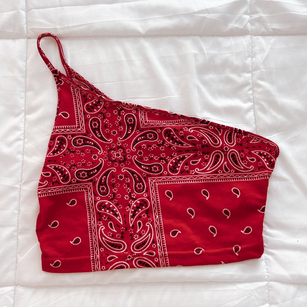 Bandana One Shoulder Crop Top